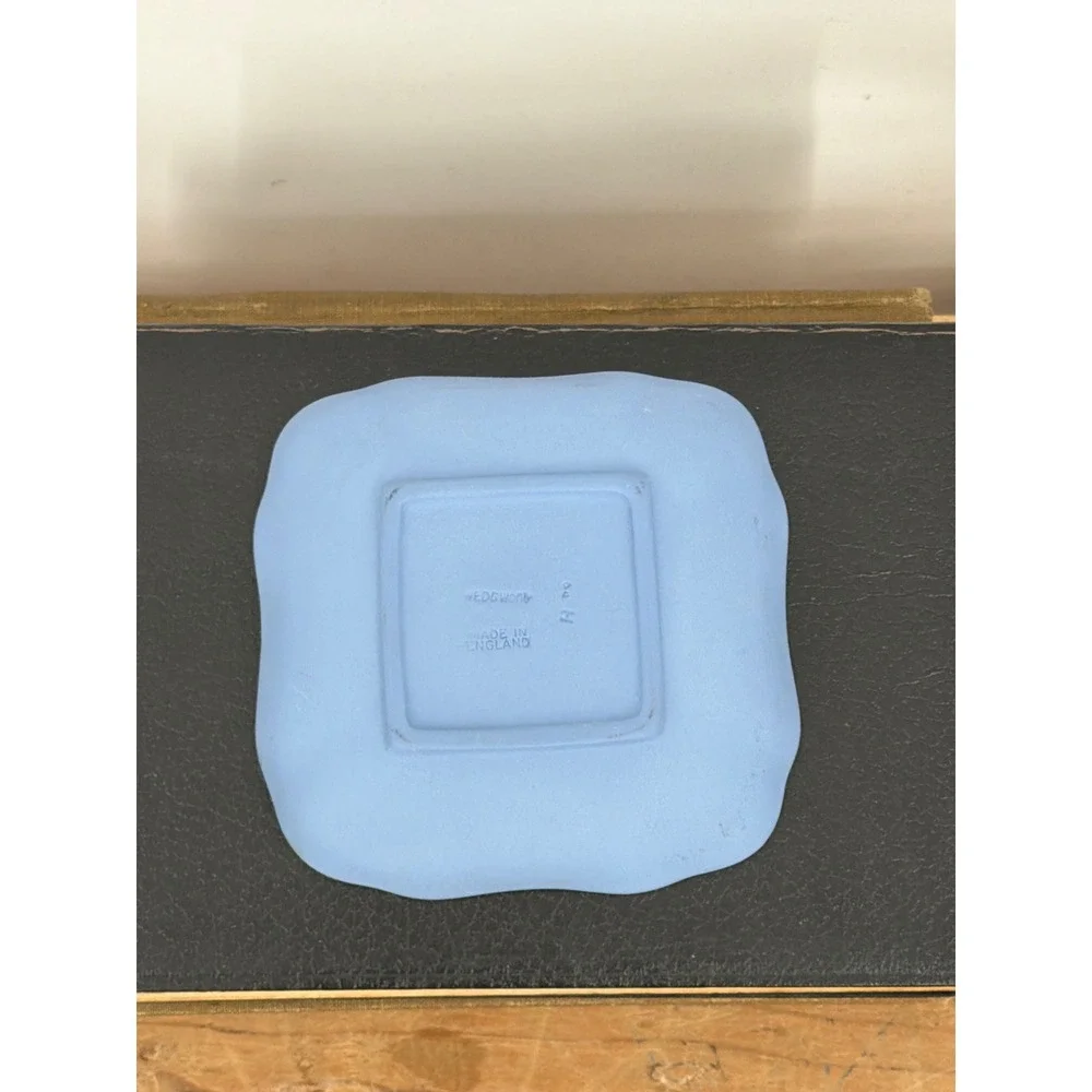 Wedgwood Jasperware Blue Trinket Dish Club Shape Neoclassical Clover England